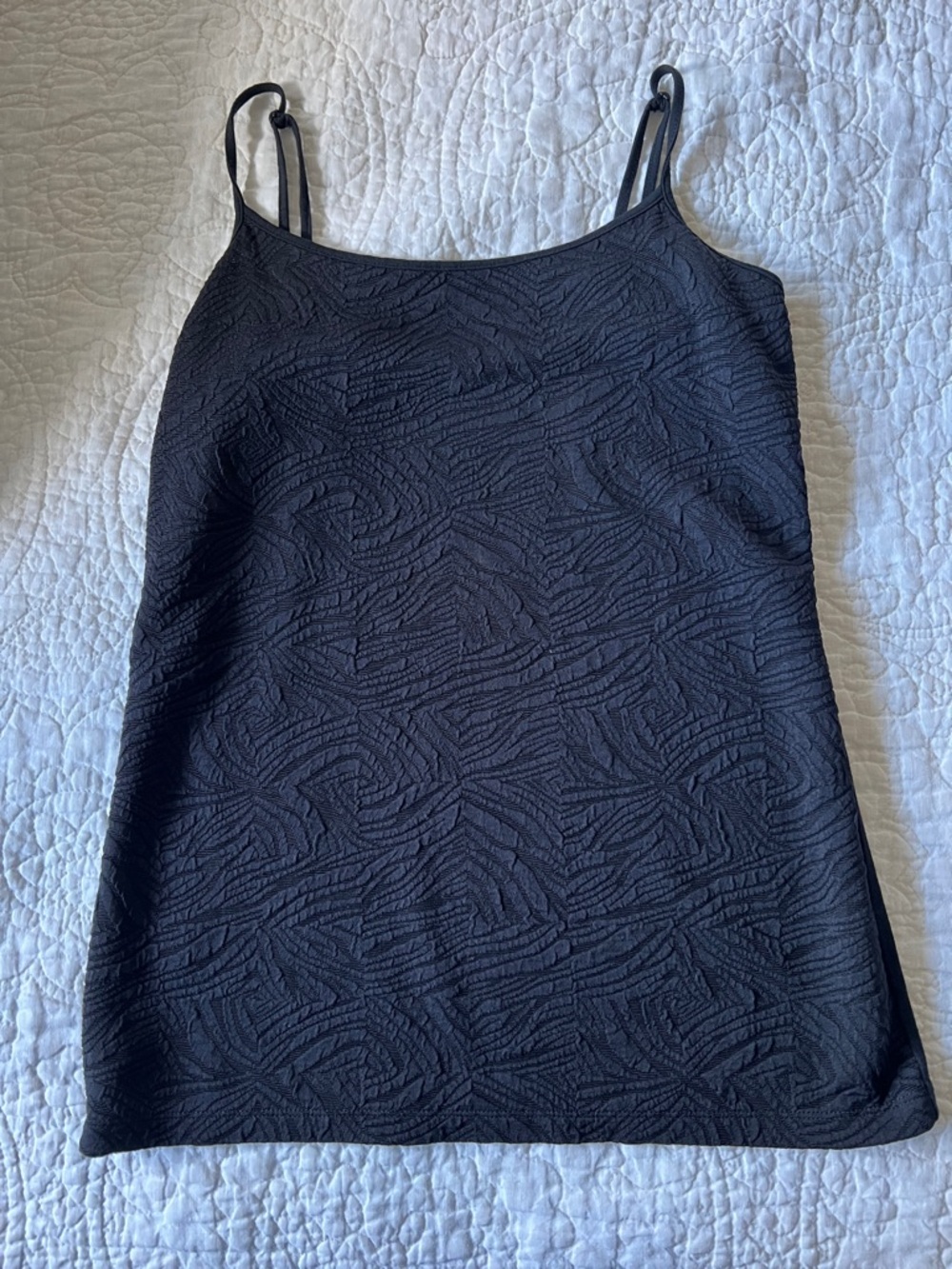 Loft Black Textured Spaghetti Strap Tank Top